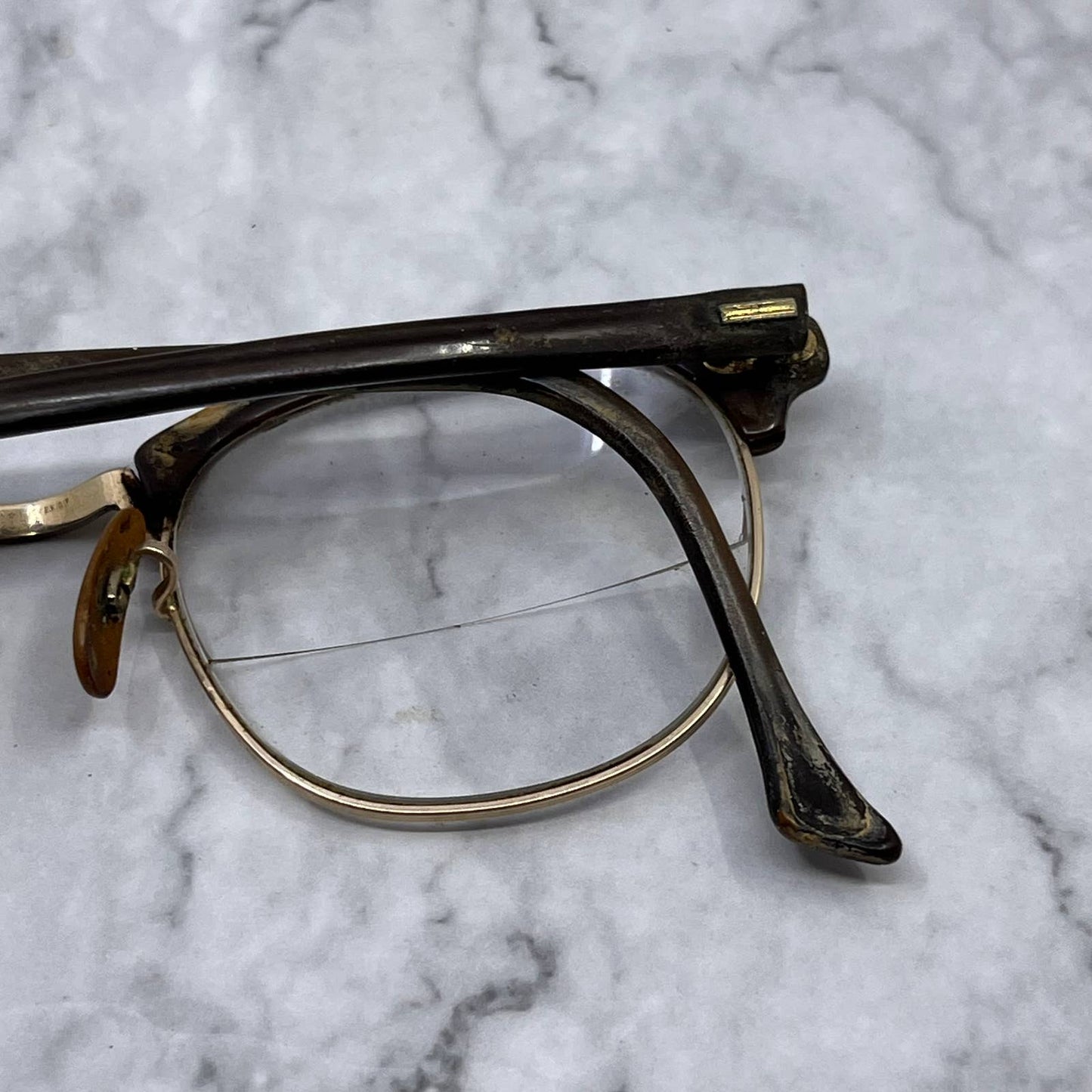 1950s Shuron Ronsir Brown 12k Gold Filled Eyeglasses TE3