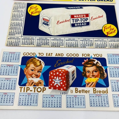 1942, 48, 51 Advertising Blotter Card Wards Tip Top Bread Calendar Set of 3 SC1