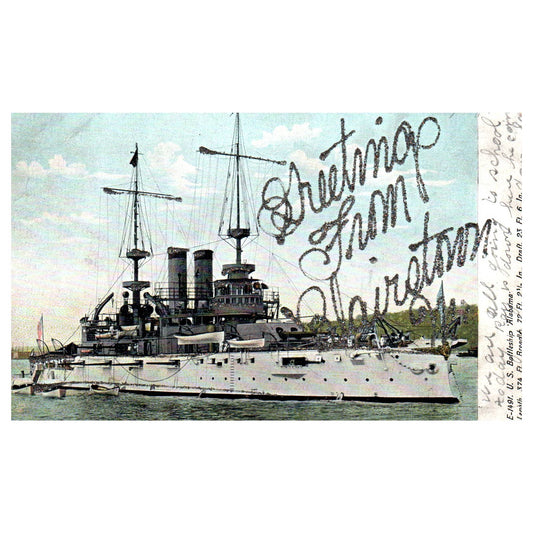 US Battleship Alabama 1906 - Original Postcard TJ8-5