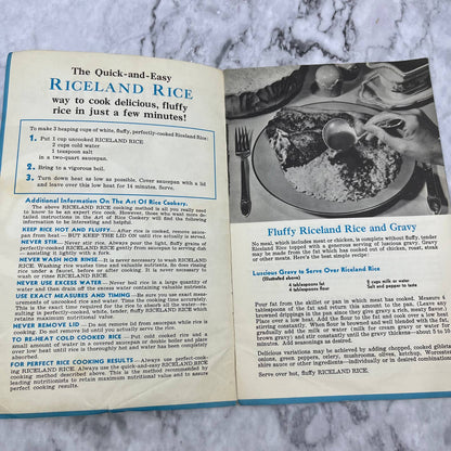 1960s Riceland Rice Quick and Easy Kitchen Tested Recipes Cookbook TJ4