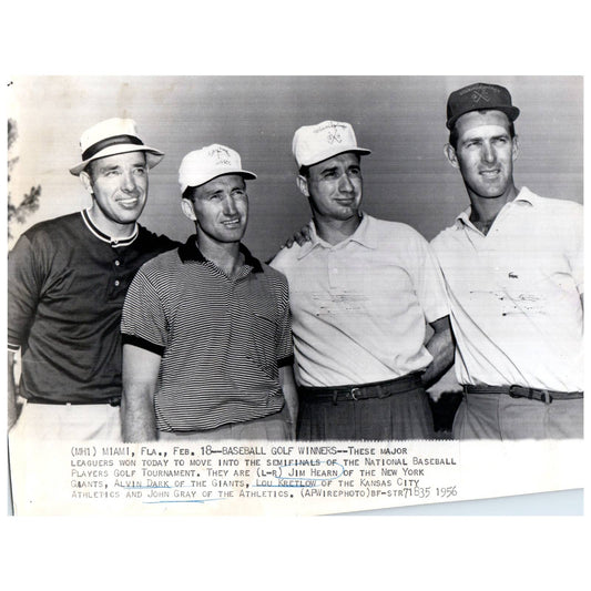 1956 Press Photo Baseball Golf Tournament Hearn Dark Kretlow Gray 7x9" AD2