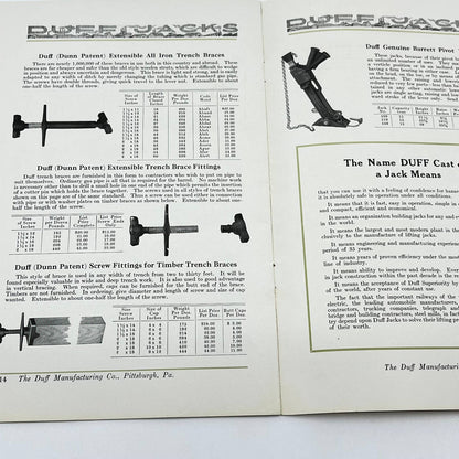 1880s DUFF JACKS Bulletin Catalogue Duff Mfg Co. Pittsburgh PA TF7