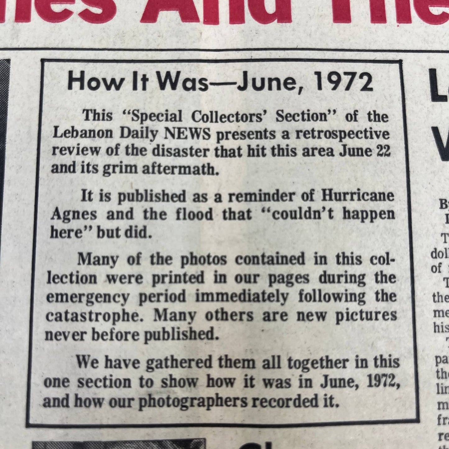 1972 July 28 Lebanon Daily News Hurricane Agnes and the 1972 Flood TH6