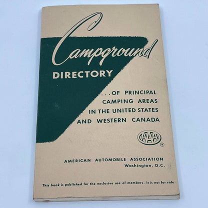 1959 AAA Campground Directory￼ United States & Western Canada TE7