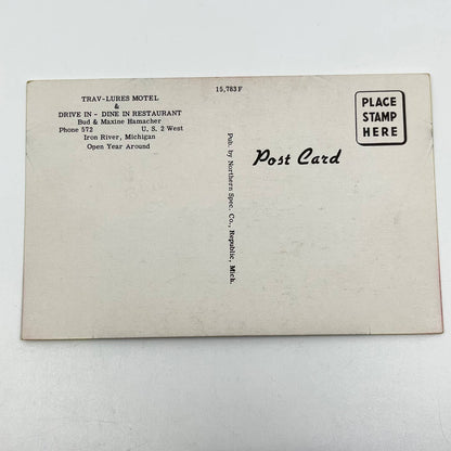 1950s Trav-Lures Motel & Restaurant Bud & Maxine Hamacher Iron River MI SC9