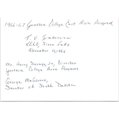 Senator George McGovern KELO Interview Harry Savage 1966 Original Photo TK1-P5