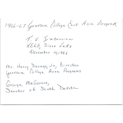 Senator George McGovern KELO Interview Harry Savage 1966 Original Photo B8