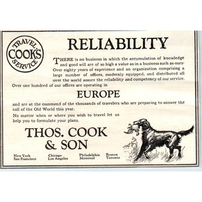 c1920 Harper's Magazine Ad - Cooks Travel Service Thomas Cook & Son EA3-4