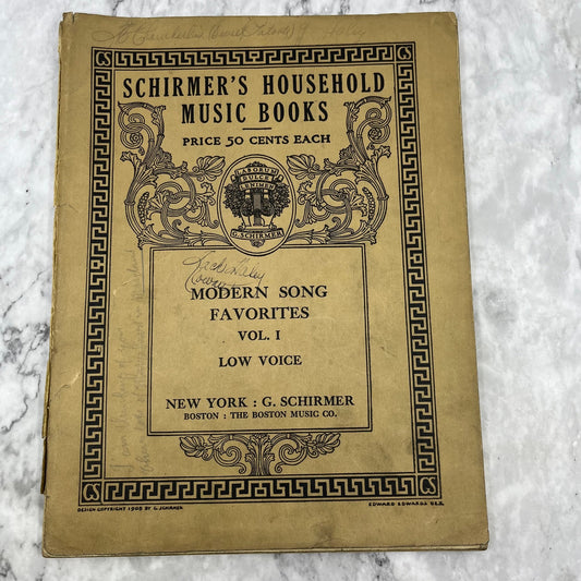 1908 Schirmer's Household Music Books Modern Song Favorites Vol. 1 V38