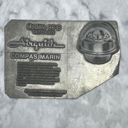 Vtg Letterpress Printers Block Plate Airguide Model 96-B Defender Compass SE846