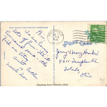 Man Catching Giant Fish Comic Ocean Fishing 1942 Original Postcard P2-3