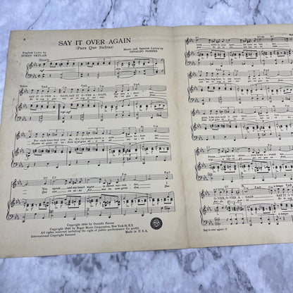 Say It Over Again (Para Que Surfas) (1945) Xavier Cugat Vintage Sheet Music V39-4