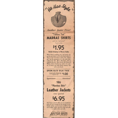 1935 MPLS Journal Newspaper Ad Juster Bros Madras Shirts 6th Street MPLS FL5-3