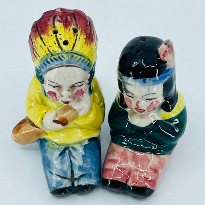 VTG 1950s Indian Native American Chief Man and Woman Salt & Pepper Porcelain TB5