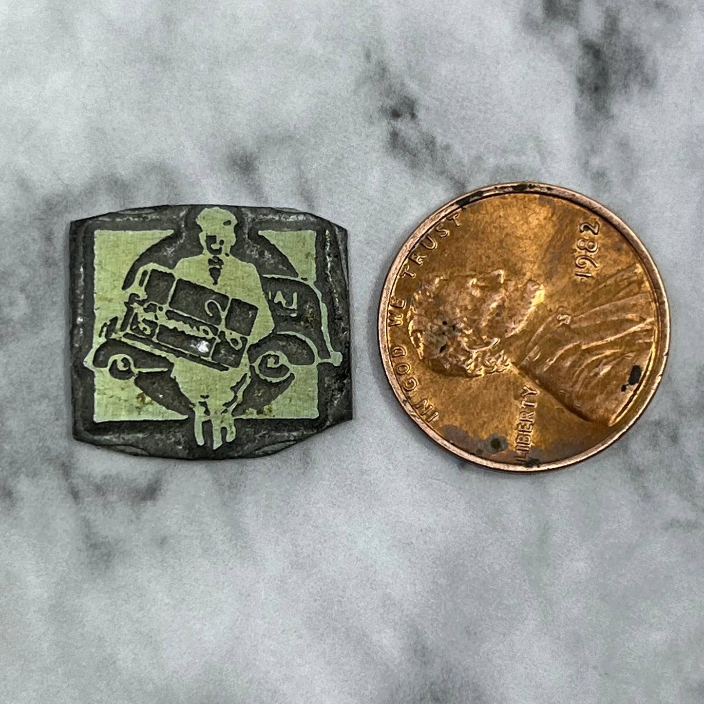 Vintage Printing Letterpress Printers Block Plate Delivery Man SE820