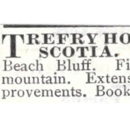 Trefry House Digby Nova Scotia J.A. Trefry - 1903 Original Ad AK5-S34