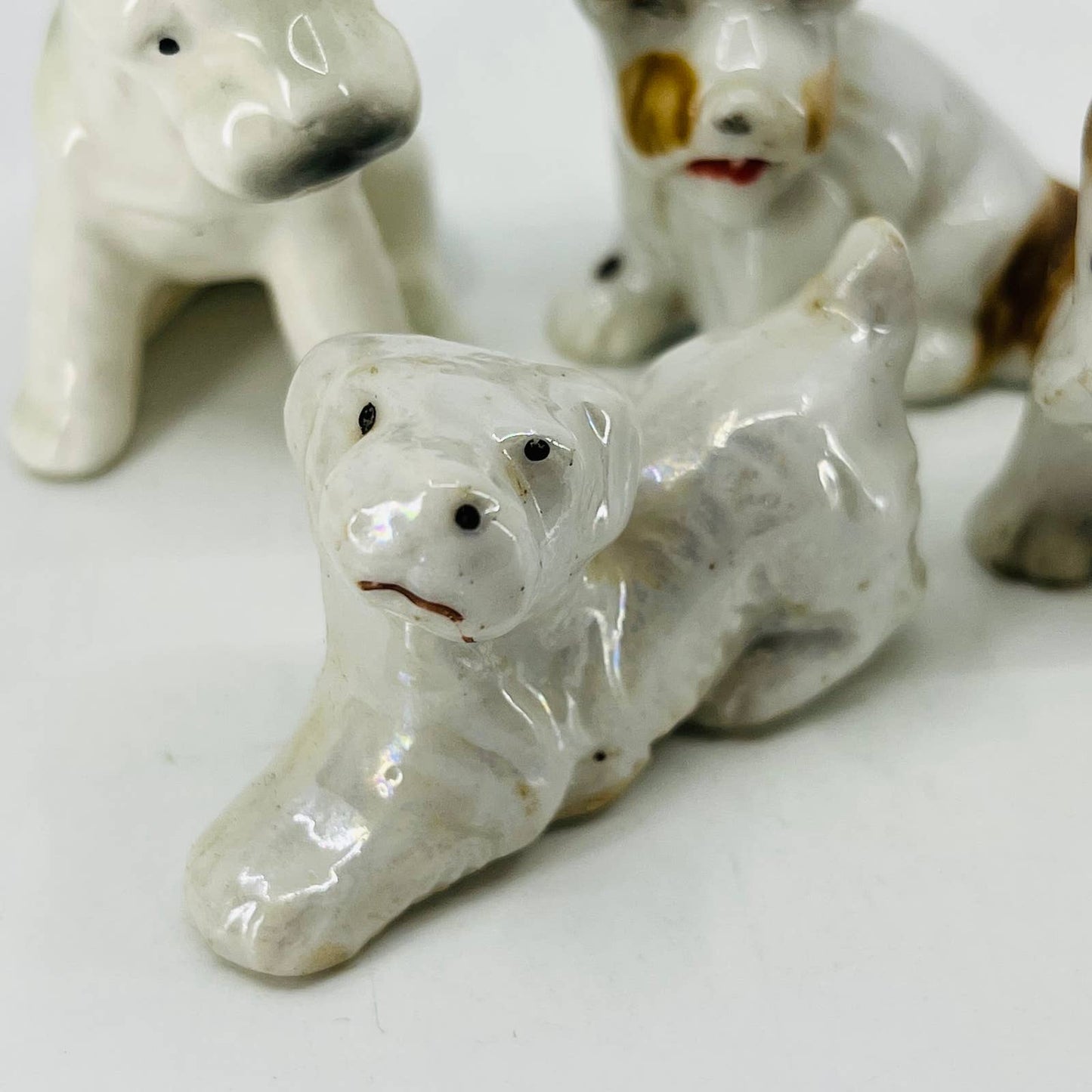 Vintage Lot of 4 Schnauzer Dog Figurines Hand Painted Ceramic 2” SA5