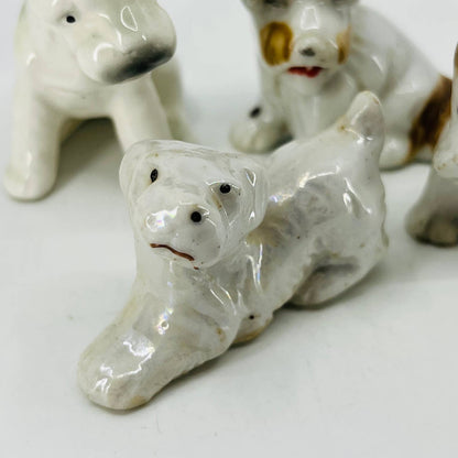 Vintage Lot of 4 Schnauzer Dog Figurines Hand Painted Ceramic 2” SA5