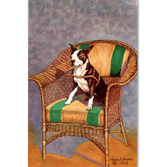 Lewis H. Larsen 1953 The Boston Terrier Painting Original Postcard TK1-27