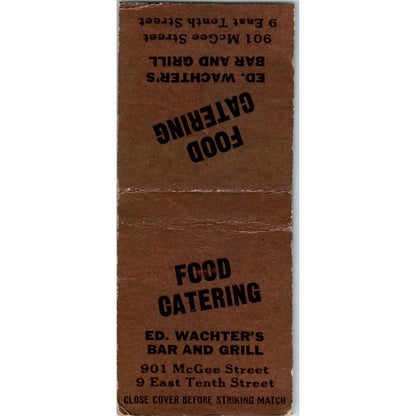 Ed Wachter's Bar and Grill Catering Advertising Matchbook Cover SA9-M1
