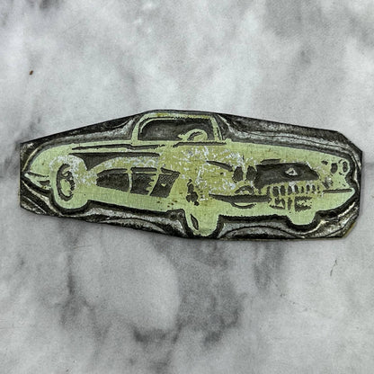 Vintage Printing Letterpress Printers Block Plate Sports Car Convertible TJ514