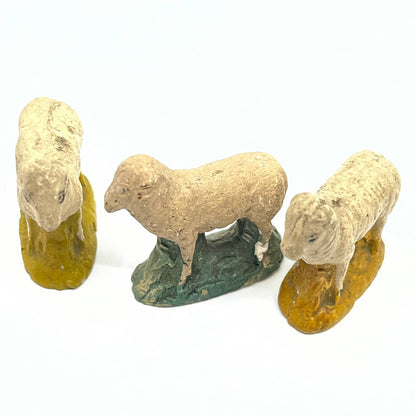 Vintage Miniature Chalkware Sheep  Lot of 3 SD6