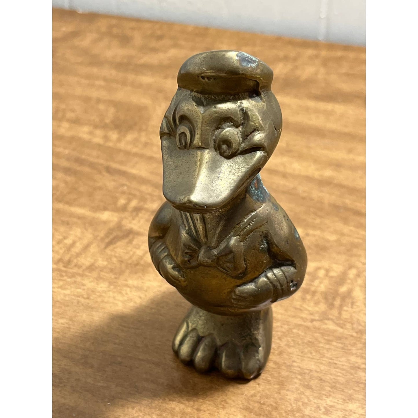 1950s Disney Heavy Brass Donald Duck Statue Figurine Paperweight 5.5”