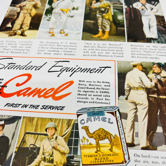 1940s WWII Camel Cigarettes US Armed Forces Military Advertisement 8 x 11” C12