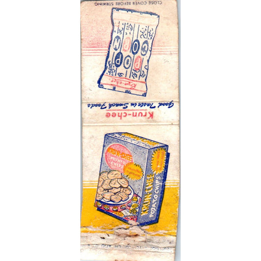 Vintage Matchbook Cover Krun-Chee Snack Foods Potato Chips Popcorn SE5
