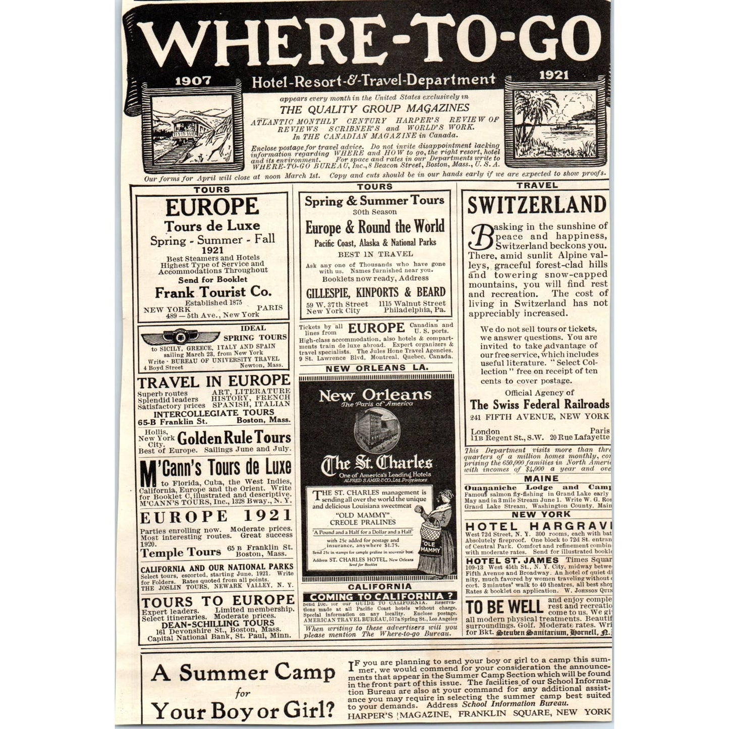 c1920 Harper's Magazine Ad Guaranty Trust Company New York Traveler Checks TF6-1