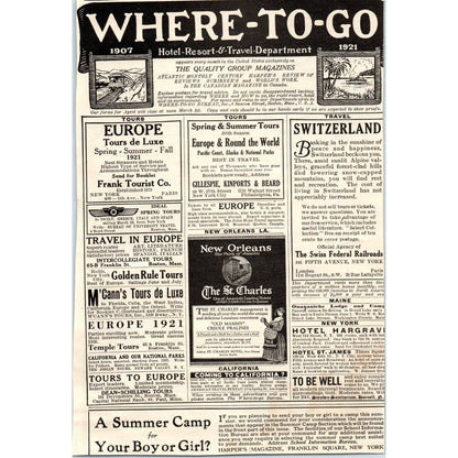 c1920 Harper's Magazine Ad Guaranty Trust Company New York Traveler Checks TF6-1