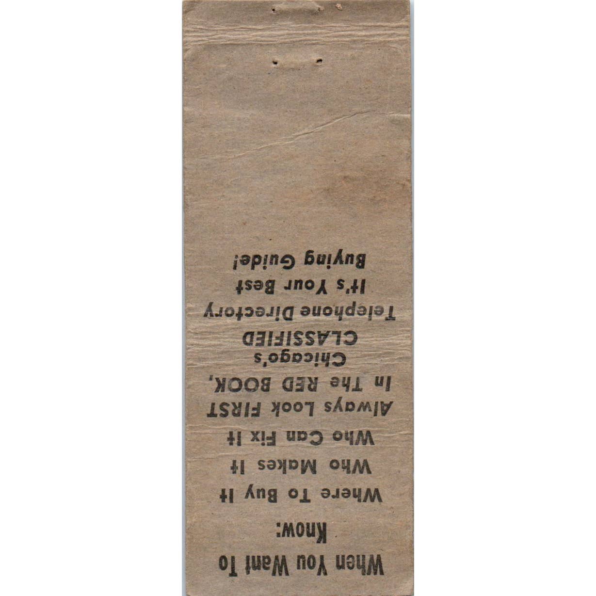 Vintage Matchbook Cover Redbook Classified Telephone Directory SE5