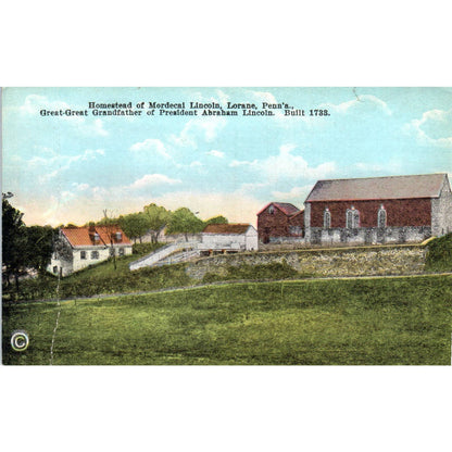 Antique Postcard Homestead of Mordecai Lincoln Lorane PA SE5