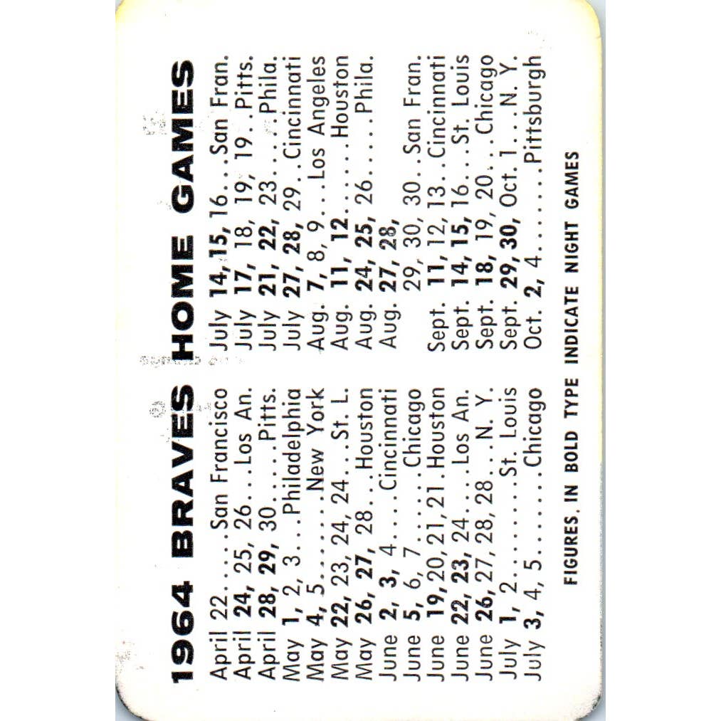 1964 Weather Flame Gas Company West Bend Mayfair Milwaukee Braves Schedule SE5