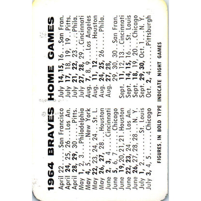 1964 Weather Flame Gas Company West Bend Mayfair Milwaukee Braves Schedule SE5