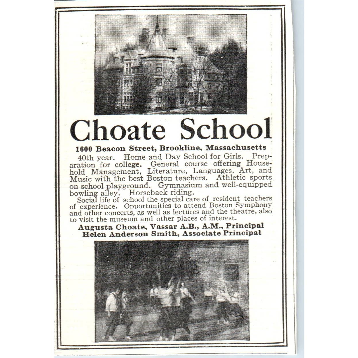 Choate School Brookline MA Augusta Choate - 1921 Original Ad TJ7-S