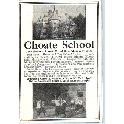 Choate School Brookline MA Augusta Choate - 1921 Original Ad TJ7-S