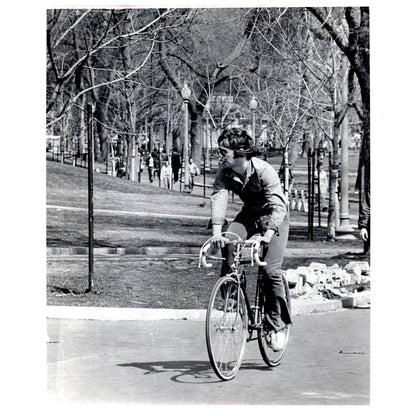1976 Press Photo Cycling Man Riding Vintage Bike in the Park 8x10" AD3