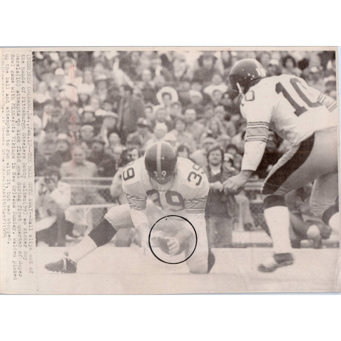 1975 Press Photo Football NFL Super Bowl IX Steelers Roy Gerela 7x10" TK2-FP