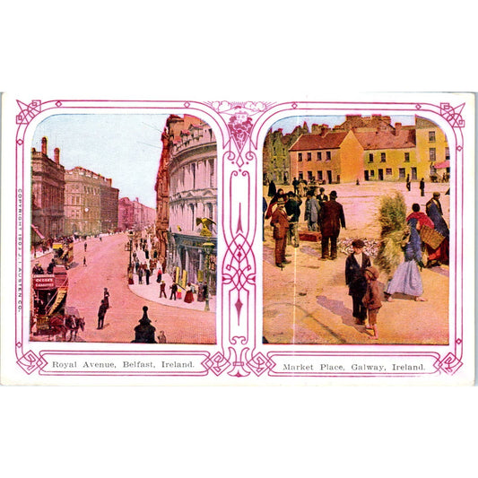 Royal Avenue Belfast, Marketplace Galway Ireland 1909 Original Postcard TK1-P18