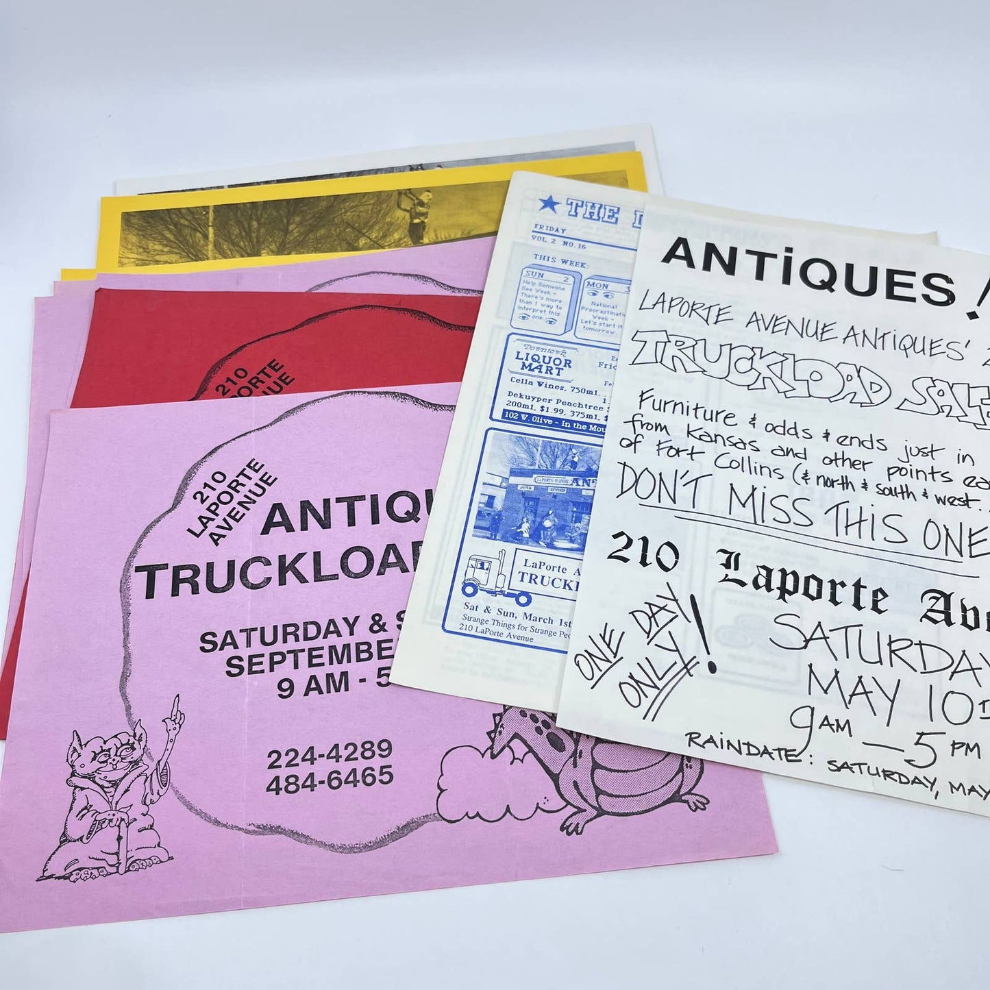 1980s Laporte Avenue Antiques Flyer and Newsletter Lot Ft. Collins CO AB3