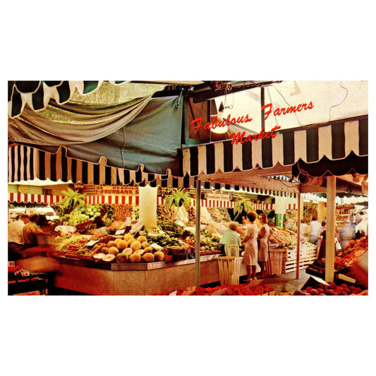 Vintage Postcard - Produce at Farmers Market Los Angeles California TJ6-1
