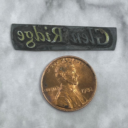 Vintage Printing Letterpress Printers Block Plate Glen Ridge SE838