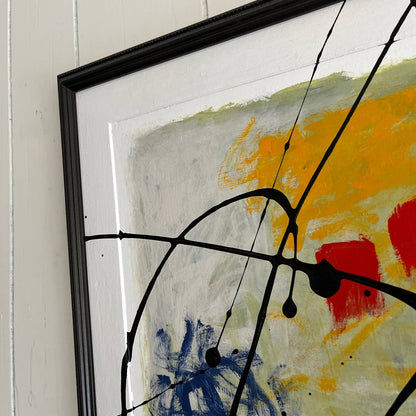 Original Large Framed Abstract Art Painting 19x17" Stairway to Seven With COA