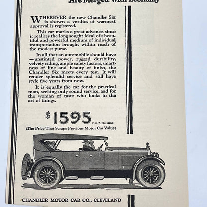 c1920 Chandler Six Motor Car Automobile Ad Cleveland OH AA8