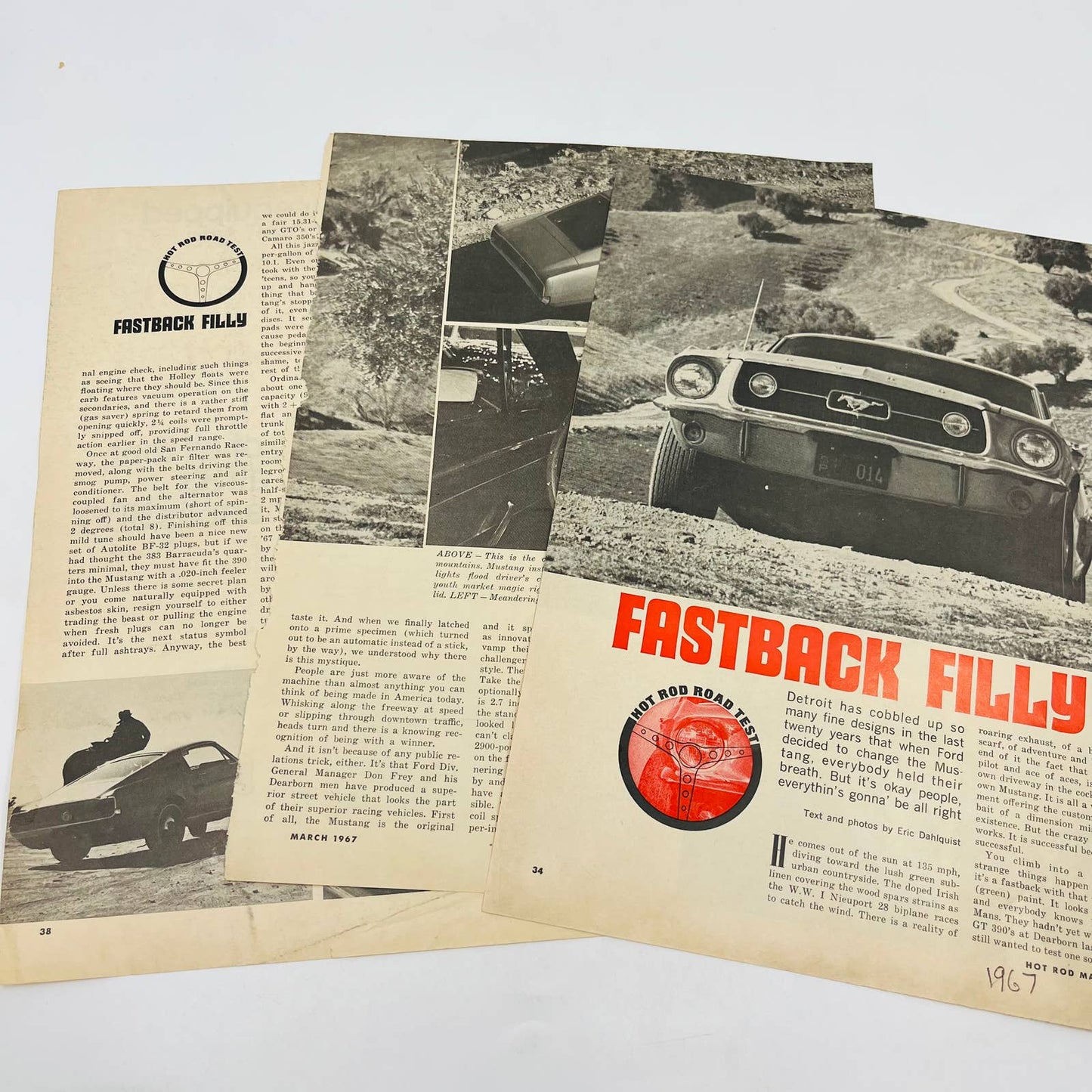 1967 Lot of Shelby GT 500 & Ford Mustang Fastback Filly Magazine Clippings BA1