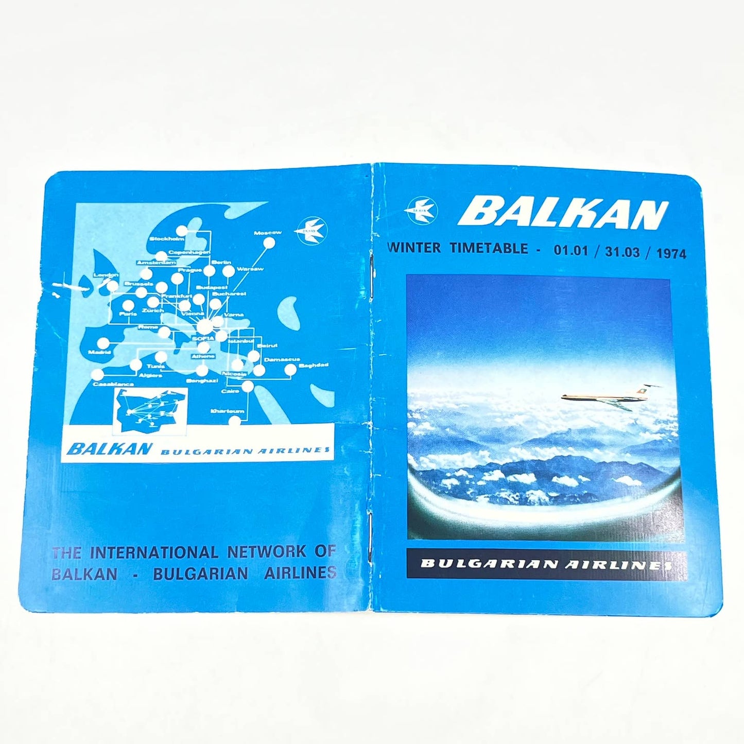 1974 Balkan Bulgarian Airlines Winter Timetable AB7