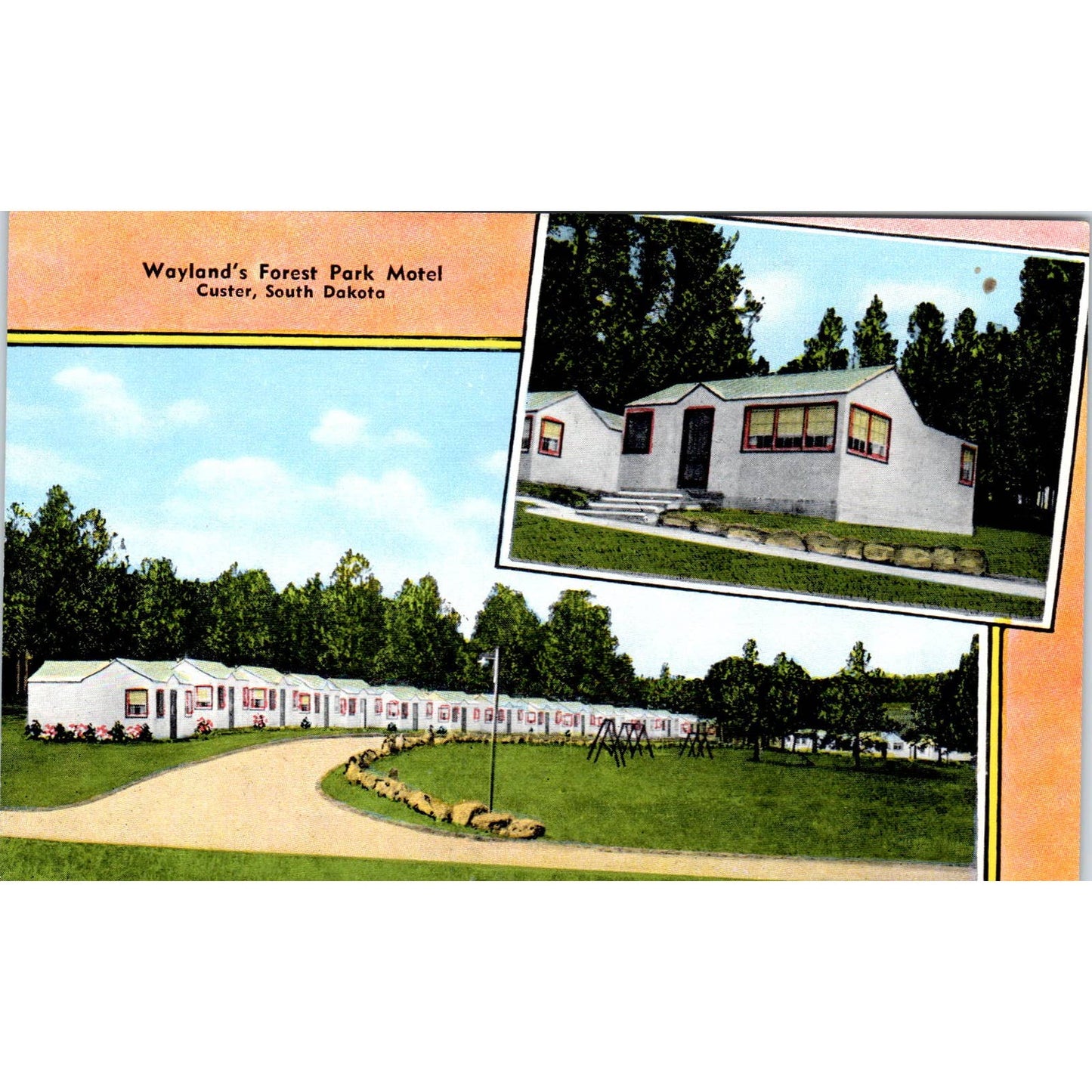 Weyland's Forest Park Motel Custer South Dakota - Original Postcard TJ7-RP2