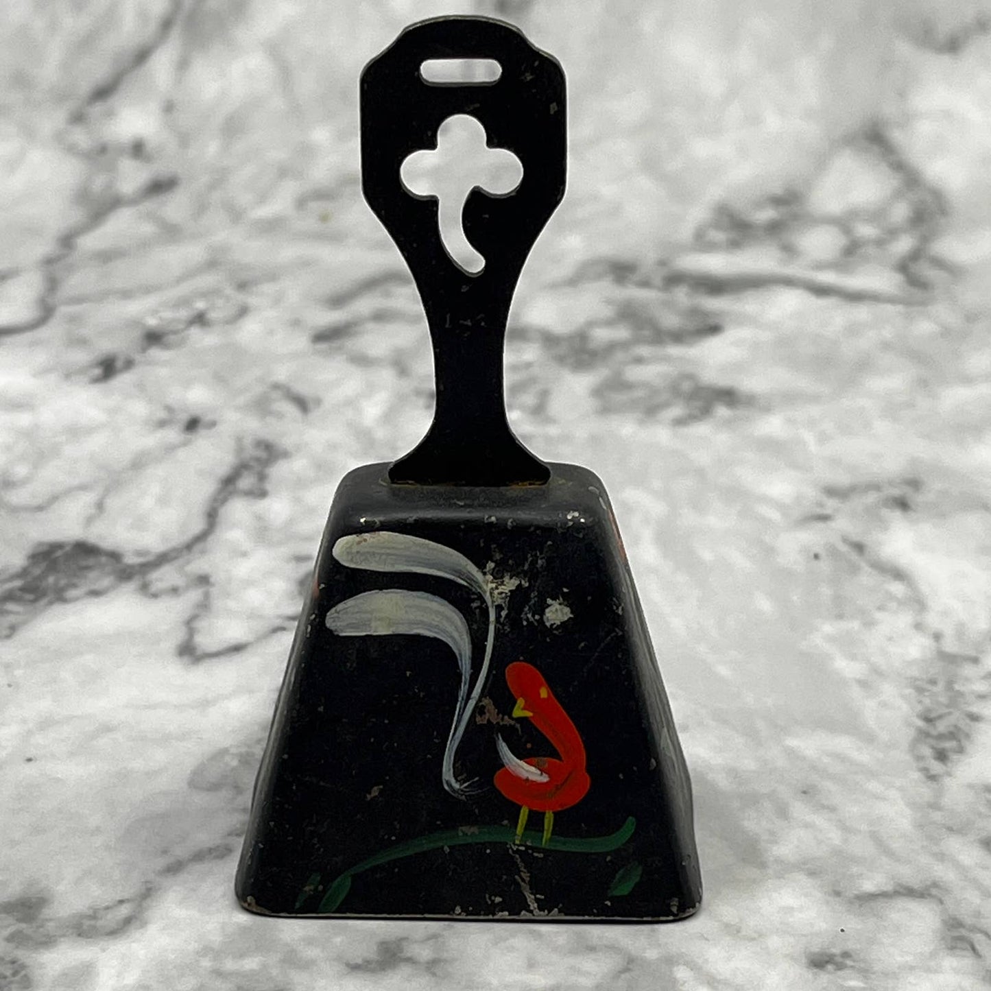 Vintage Pennsylvania Dutch Folk Art Hand Painted Cowbell Floral 3" SA2
