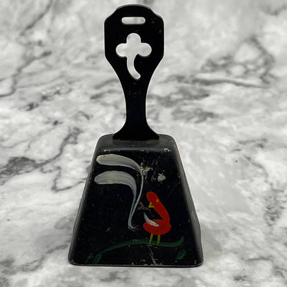 Vintage Pennsylvania Dutch Folk Art Hand Painted Cowbell Floral 3" SA2
